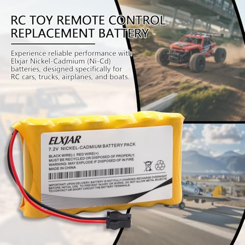 (2-Pack) 7.2V 800mAh Ni-Cd Battery with SM-2P Plug for Huina 1550 | Fits old-version Huina 550, 560, 1560, 570, 1570 and Fisca TR-211 RC vehicles; includes 2 USB charger cables.