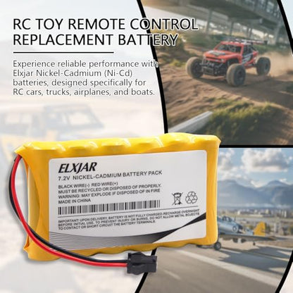(2-Pack) 7.2V 800mAh Ni-Cd Battery with SM-2P Plug for Huina 1550 | Fits old-version Huina 550, 560, 1560, 570, 1570 and Fisca TR-211 RC vehicles; includes 2 USB charger cables.