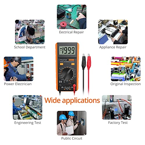 Proster LCR Meter Multimeter Capacitance Inductance Resistance Tester | 200pF-2000μF Capacitance, 200μH-20H Inductance, 200Ω-100kΩ Resistance. Rotatable LCD Data Hold Auto Power Off Zero Adj - color: Yellow