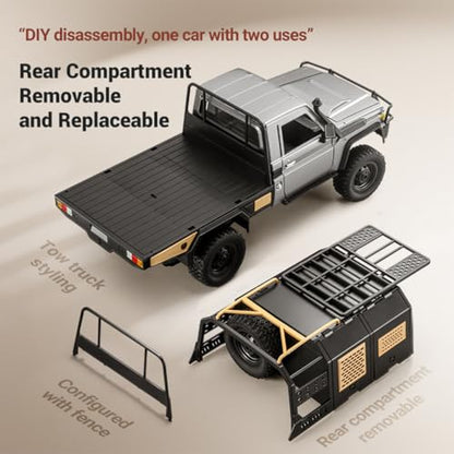 1/12 RC Crawler MN-82S LC79, 2.4GHz RC Truck 4x4 with LED, Hobby Grade RTF Toy Vehicle Gifts(Silver) - color: Silver