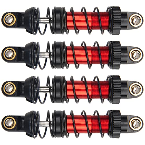 4Pcs Vgoohobby Metal Shocks Absorber Adjustable Dampers Compatible with Axial SCX10 Traxxas TRX4 D90 90046 Redcat Gen7 1/10 RC Crawler Car (Red,70mm)