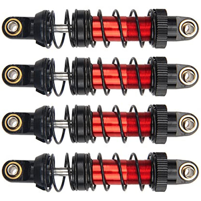 4Pcs Vgoohobby Metal Shocks Absorber Adjustable Dampers Compatible with Axial SCX10 Traxxas TRX4 D90 90046 Redcat Gen7 1/10 RC Crawler Car (Red,70mm)