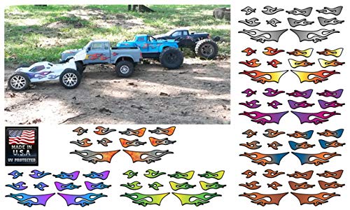RC car Truck - Tribal Flames - 10pc Body Decal kit - Universal for Arrma Losi HPI Axial Traxxas Redcat Tekno 1/10 1/8 Scale Rock Crawler Stickers (Purple/Blue) - color: Purple/Blue