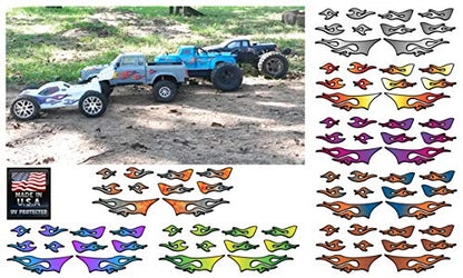 RC car Truck - Tribal Flames - 10pc Body Decal kit - Universal for Arrma Losi HPI Axial Traxxas Redcat Tekno 1/10 1/8 Scale Rock Crawler Stickers (Purple/Blue) - color: Purple/Blue