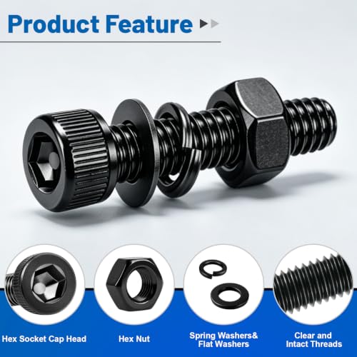 1320PCS M3 Socket Head Screws Nut and Washer Assortment Kit 12.9 Steel | M3-0.5 x6/8/10/12/16/20/25/30mm Black Zinc Plated Metric Bolts with Storage Case, prevents stripped heads during RC/DIY build - size: G12.9 M3 1320PCS