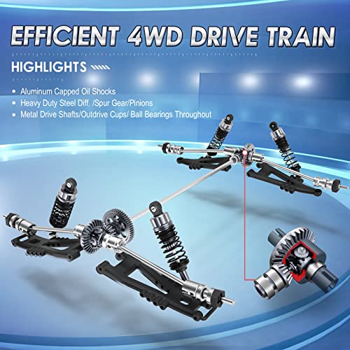 HAIBOXING 903 1:12 Scale Remote Control Truck, 38 km/h 4WD Off-Road RC Cars | Aluminum Oil-Filled Shocks, 4X4 RC Monster Truck for Boys& Adults, 2.4 GHz Water-Resistant ESC, Dual Batteries 40+ Min Play - color: 903