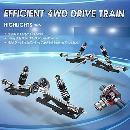 HAIBOXING 903 1:12 Scale Remote Control Truck, 38 km/h 4WD Off-Road RC Cars | Aluminum Oil-Filled Shocks, 4X4 RC Monster Truck for Boys& Adults, 2.4 GHz Water-Resistant ESC, Dual Batteries 40+ Min Play - color: 903