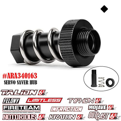 Aluminum Servo Saver Tube with Clamping Nut for Arrma 1/8 Kraton 6s Senton Talion Typhon 1/7 Infraction Mojave Upgrade Parts(Black) - color: Black