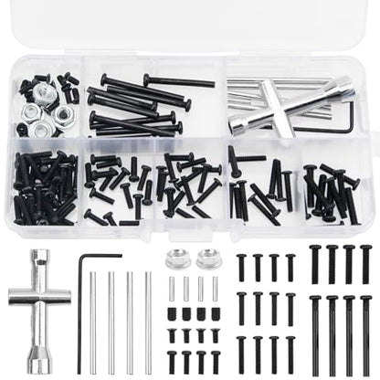 Metal Steering Rod Servo Linkages Turnbuckle & RC 16207 Screw Kit, Phillips Cross Head Screws 2x10mm Pins Locknut Suspension Pins