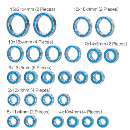 Double Rubber Seal for TRX6 for TRX4 for Defender for Sport for Blazer 1/10 RC Crawler Car Upgrade Parts 26pcs Sealed Bearing Set