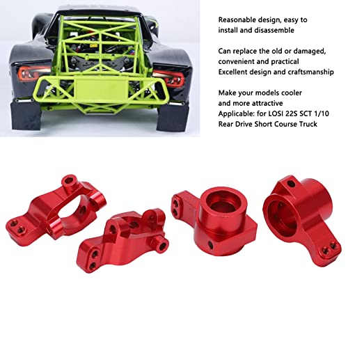 RC Block C Hub Carrier, Aluminum Alloy Steering Cup Upgrade Part Set for LOSI 22S 1/10 Rear Drive Short Course Truck (Red - color: Red