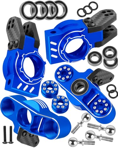 RC Aluminum Upgrades Part for 1/8 Typhon 6S BLX,1/7 Felony/Mojave/Infraction/Limitless 6S BLX,Front Knuckles Steering Blocks &Rear Hub Stub Axle Carriers Hops Up,Navy Blue - color: Navy Blue - (Upgrades)