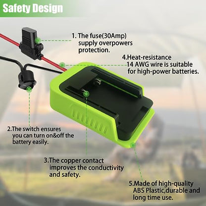 TPDL Power Wheel DIY Adapter for Ryobi 40V Battery Dock Power Connector Wire Robotics 14 Gauge Wire, with Fuse & Switch