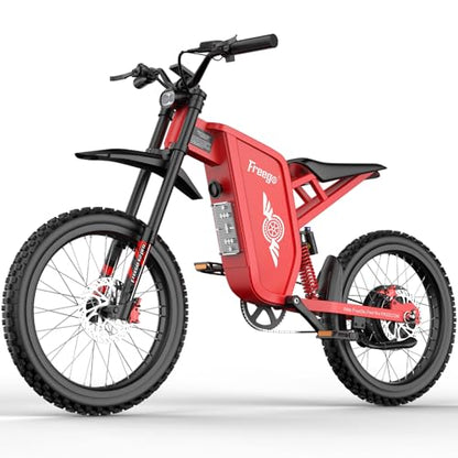 Freego X2Pro Electric Motorcycle for Adults Teens,Electric Dirt Bike Teens 6000W(Peak) Motor 1800Wh Battery,Max 50Mph Off Road Electric Bicycle,Full Suspension UL 2849 Certified - color: Red Dark