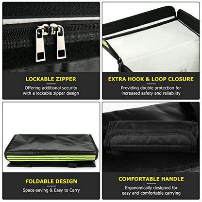 Lipo Battery Bag (15 x 8.5 x 10 inch), Large Fireproof Lipo Ebike Bag with Comfortable Handle, Reflective Strip
