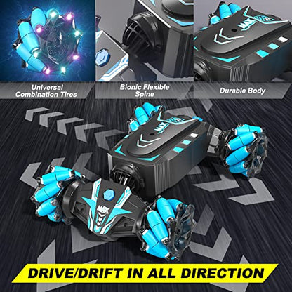 Axirata Remote Control Car Hand Controlled Gesture Sensing RC Stunt Car | RC Twist Car with Spray & Lights & Music for Kids 6-13 Year Old 4WD 2.4GHz Off-Road 360° Rotation Toy Car Gift for Boys Girls