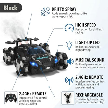 Lateral Drift Remote Control Car 4WD All-Terrain Climbing RC Vehicle, Self-Righting Design for Rough Ground, for Kids Ages 6+ (Dual Remote Control)