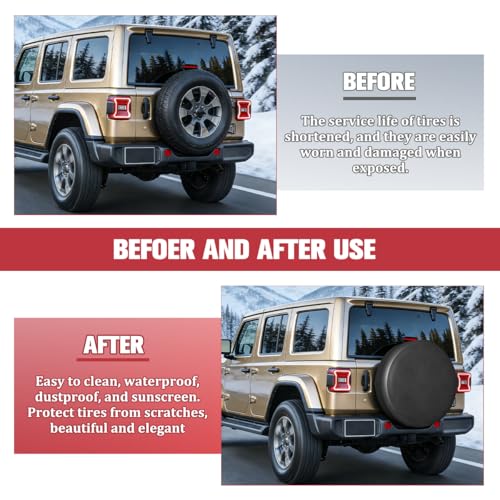 Car Spare Tire Cover, 15 Inch Leather Waterproof Dust-Proof Vehicle Spare Wheel Protector, Automotive Tough Tire Protection Cover, Universal for SUV Automobile Truck - size: 15"