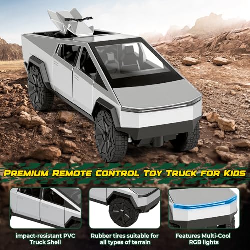 Alloy Remote Control Car 1:24 Scale 2.4GHz All Terrain with Lights & Sounds Toy for Kids (Rc Truck) (graw) - color: Gray
