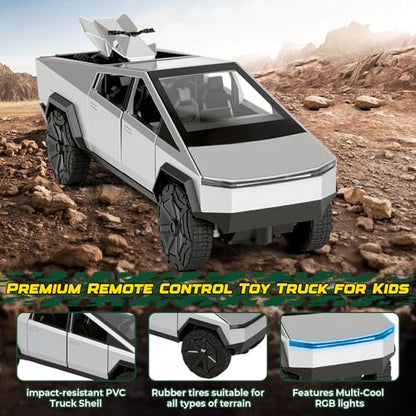 Alloy Remote Control Car 1:24 Scale 2.4GHz All Terrain with Lights & Sounds Toy for Kids (Rc Truck) (graw) - color: Gray