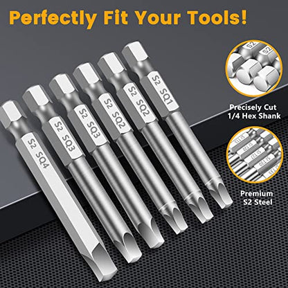 MulWark Robertson Square Allen Wrench Drill Bits Set 10PC Screwdriver Bit Set, 2.3" Long 1/4" Diameter Quick Release Shank Magnetic Square Drive Bit Set for Assembling Furniture - style: 10PC Square Drill Bit Set