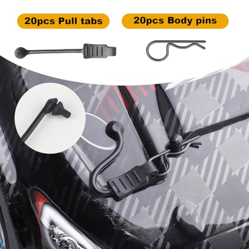 20pcs HobbyPark Universal RC Car Body Clips and Retainer for All 1/10 1/12 Scale Arrma Traxxas Axial SCX10 Losi Redcat HPI Exceed Scale Models Black Pins - size: 1.2mm Rod Black Clips