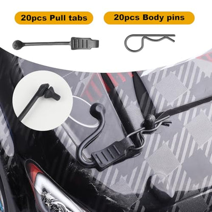 20pcs HobbyPark Universal RC Car Body Clips and Retainer for All 1/10 1/12 Scale Arrma Traxxas Axial SCX10 Losi Redcat HPI Exceed Scale Models Black Pins - size: 1.2mm Rod Black Clips