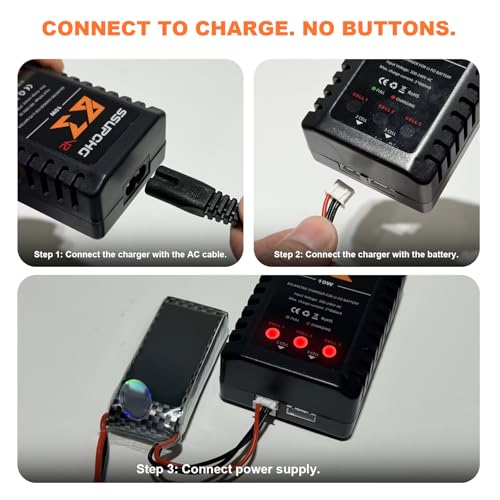 LiPo Battery Charger, Balance Charger for 2S 3S XHR Plug Battery | Smart Chip for safe balanced charging Designed for 2S 3S LiPo batteries with XHR Plug Ideal for RC toys and models