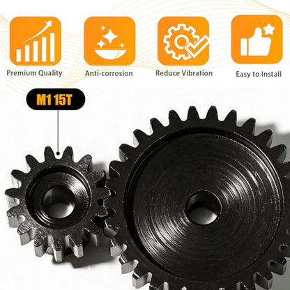M1 Gear 15T 5mm Bore 3-Pack – High-Precision Hardened Steel Motor Pinion Gear for 1/8 1/10 RC Crawler, Monster Truck, Short Course Truck & Boat (Compatible with Traxxas Axial, FMS, HSP Redcat Losi) - style: M1 3Pcs 15T