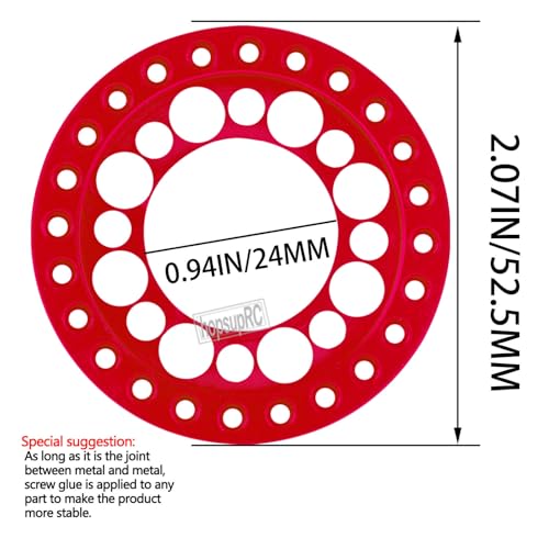 RC 1.9inch Aluminum Beadlock Wheel Rim Replacement Ring Upgrades Part for 1/10 SCX10 SCX10 II SCX10 III 90046 90047 TRX4 D90,1.9" Wheels/Rims Crawler RC Car.Red(4PCS) - color: Red(4pcs)