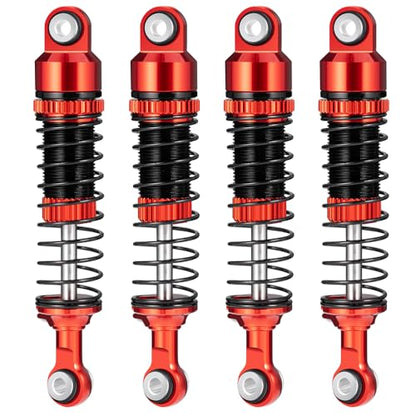 MOHERO 4Pcs 53mm Shocks - Aluminum Threaded Shock Absorber Oil Damper for 1/18 RC Rock Crawler Ascent-18 Upgrades Parts (Red)