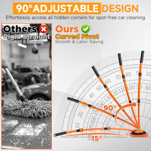 M MINGLE Pressure Washer Foam Cannon Kit, Car Wash Brush with Long Handle | Thick Foam Sprayer, Adjustable Foam Gun, 5 Multi-Angle Nozzles for All Cleaning Jobs, Universal Power Washer Fit - color: yellow+orange