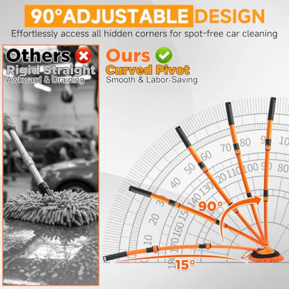 M MINGLE Pressure Washer Foam Cannon Kit, Car Wash Brush with Long Handle | Thick Foam Sprayer, Adjustable Foam Gun, 5 Multi-Angle Nozzles for All Cleaning Jobs, Universal Power Washer Fit - color: yellow+orange