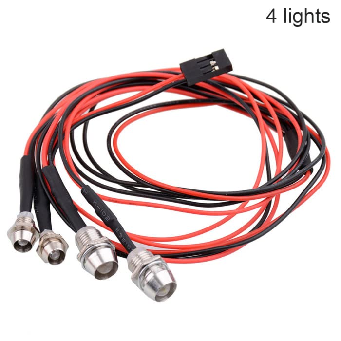 2 Sets RC 4 LED Light Kit Accessories RC Headlights/Taillight Kit for 1/10 Crawler Car Axial SCX10 D90 D110 TRX4 TRX6 Redcat Upgrades Parts - color: Black