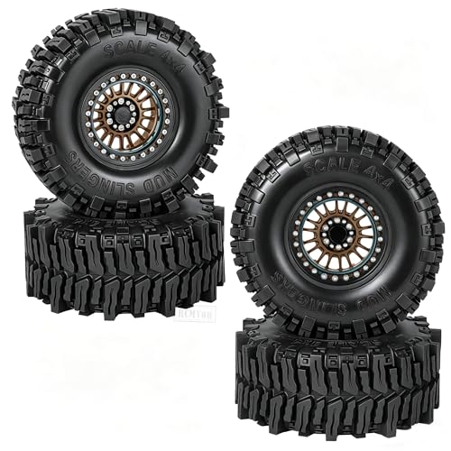 RC 2.2" Beadlock Wheel and Tires Set for 1/8 1/10 TRX4 TRX6 SCX10 II III D90 90046 Gen8 MST VS4-10 CFX Crawler Car,(4PCS) RC Wheels Rims&2.2 Beadlock Wheel Tires,Brown - color: Brown (2.2 Tires Wheels)