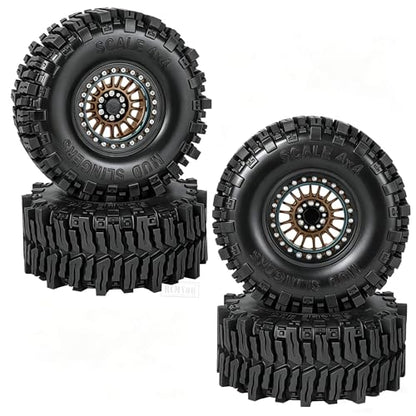 RC 2.2" Beadlock Wheel and Tires Set for 1/8 1/10 TRX4 TRX6 SCX10 II III D90 90046 Gen8 MST VS4-10 CFX Crawler Car,(4PCS) RC Wheels Rims&2.2 Beadlock Wheel Tires,Brown - color: Brown (2.2 Tires Wheels)