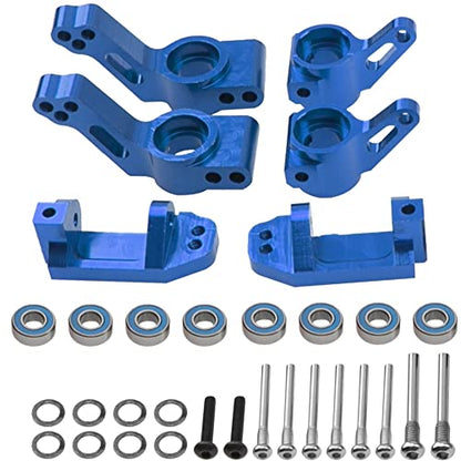 Metal Rear Stub Axle Carriers, C-Hubs Caster Blocks, Steering Blocks Compatible with 1/10 Traxxas Slash 2WD Stampede 2WD Rustler 2WD Nitro Slash RC Car Upgrade Part #3752 3736 3632 (Blue) - color: Blue