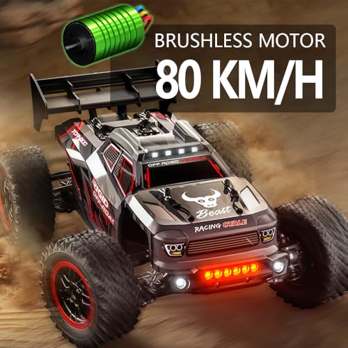 X-Verse SG316 MAX Fast RC Cars for Adults Max 50 mph, 1/16 Brushless Motor Off Road Remote Control Truck, 4WD High Speed Drift RC Car, All Terrain RC Truggy (3 Battery) - color: Sg316max Gray