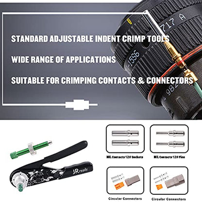 JRready NEW-DT1 Deutsch Crimper for Size 12, 16, 20 Solid Contacts, DTP, DT, DTM Connectors. Equivalent to HDT-48-00 Deutsch Connector Crimping Tool(12-22AWG) - size: Crimping Tool(DT1)