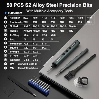 STREBITO Electric Screwdriver Set, 67 in 1 Electric Precision Screwdriver | 50 S2 Magnetic Bits, 5 Torque Settings, 4 LED Lights, Mini Electric Screwdriver Kit for PC Phone Laptop Camera Electronics - color: Upgraded Blue