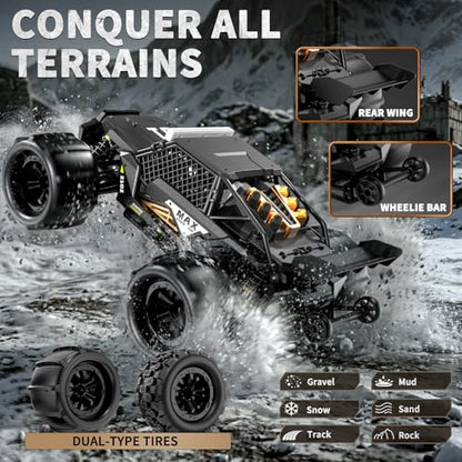 1/16 4X4 Off-Road High-Speed 50+KM/H(Peak) Alloy RC Cars Monster Truck - 390 Motor Durable axle & Suspension RC Truck | 3000mAh Batteries | rc Cars Toys Birthday for Teens Aged 14+ - color: Highspeed Alloy Rc Car