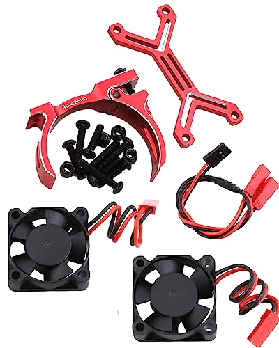 Motor Cooling Fan Upgrades Part for 1/8 1/7 Arrm a RC Car,Brushed Brushless 20000 RPM High Speed 30mm Cooling Fan Heatsink with 40-42mm Adjustable Mount for 4274 4068 4268 Motor,Red - style: red(2w RPM)