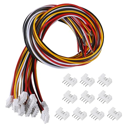 Alinan 20pcs Jst 2.0 Ph 4 Pin Connector Plug, Included 10pcs Mini 4 Pin Jst Ph2.0 26AWG Female Connector Plug with 300mm Cable Wire and 10pcs Micro Jst Ph2.0mm 4Pin Male Connector Plug - color: 4Pin 26AWG 300mm Cable