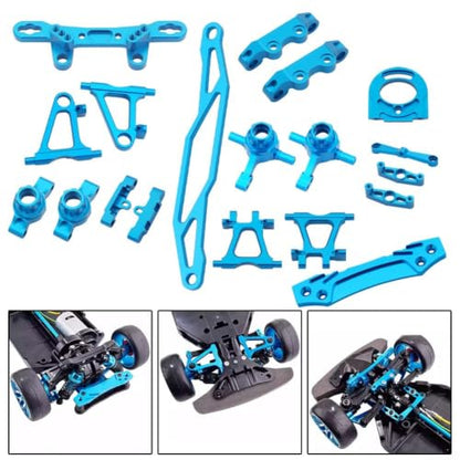 Aluminum Alloy Steering Knuckle Arms Set for TT02 1/10 RC Car, Metal Front Upright Upgrade Parts with Rich Accessories, Lightweight Rust-Proof Blue(F press plate) - size: F press plate
