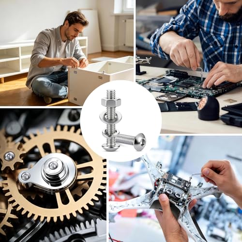 520PCS M4 Bolt Assortment Kit, Hex Socket Button Head Screws Nuts Bolts Washer Assortment Kit 304 Stainless Steel M4 x 6/8/10/12/16/20/25mm - size: M4 520PCS Button SS