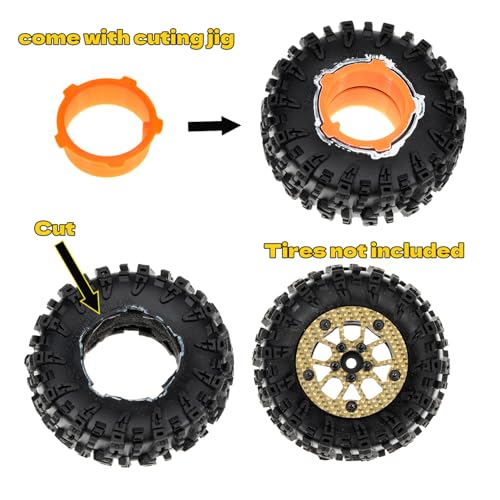 1.6" (40.6mm) Super Wheels, Carbon fibre Beadlock Wheel fit for SCX24 TRX4M FCX24 FCX24M CR18P 1/24 1/18 RC Crawlers Upgrade, Style D, Gold - color: Gold, size: Style D