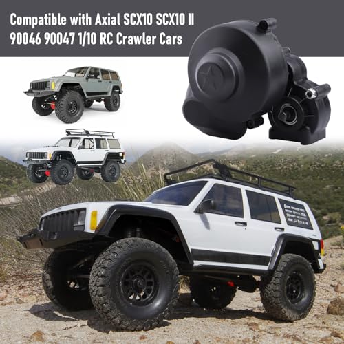 Hobbypark Transmission Gearbox with Motor Pinion Gear for Axial SCX10 SCX10 II 90046 90047 1/10 RC Crawler Cars, Plastic Shell Housing