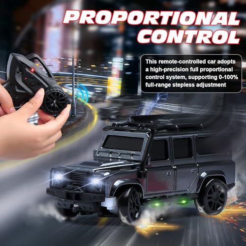 1/64 Scale Desktop Drift RC Car,Mini RC Sports Car 2.4Ghz with Gyro Mini Drift Racing Remote Contrl Cars Model Toys Hobby Gift for Adults and Kid Children's (SUV-Black) - color: Suv-black
