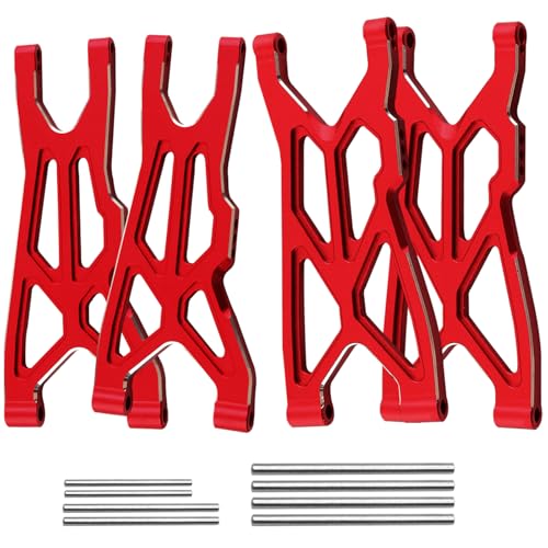 Suspension Arms Upgrades Part for Arrma 1/8 Typhon 3S BLX 4x4, 1/10 Big Rock 3S BLX V3,4-Pack Aluminum Front Rear RC Swings Arms Hop Ups,Replace Part#AR330543 AR330540,Red - color: Red - Front Rear Set