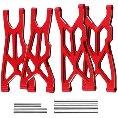 Suspension Arms Upgrades Part for Arrma 1/8 Typhon 3S BLX 4x4, 1/10 Big Rock 3S BLX V3,4-Pack Aluminum Front Rear RC Swings Arms Hop Ups,Replace Part#AR330543 AR330540,Red - color: Red - Front Rear Set